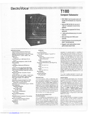 Electro-Voice T180 Specification Sheet