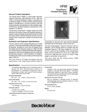 Electro-Voice Constant-Directivity Horn HP66 Specification Sheet