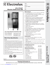 Electrolux Air-O-Steam 267085 Specification Sheet