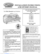 White Mountain Hearth LS-18B2-1 Installation Instructions And Owner's Manual