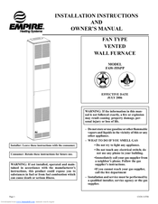 Empire Heating Systems FAW-55SPP Installation Instructions And Owner's Manual