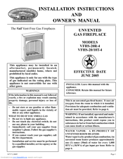 White Mountain Hearth VFHS-20R-4 Installation Instructions And Owner's Manual