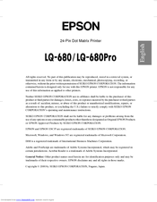 Epson LQ-680 User Manual