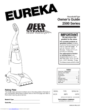 Eureka Deep Steam 2500 Series Owner's Manual