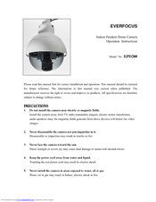 EverFocus Indoor Pendent Dome Camera EPD200 Operation Instructions Manual
