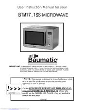 Baumatic BTM17.1SS User Instruction Manual