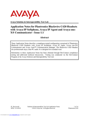 Avaya Plantronics Blackwire C420 s Application Notes