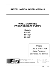 Bard CH4S1 Installation Instructions Manual