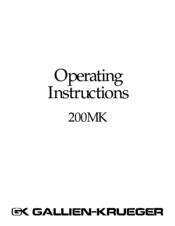 Gallien-Krueger 200MK Operating Instructions