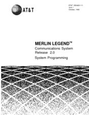 AT&T MERLIN LEGEND Release 2.0 Analog Multiline Telephone System Programming Manual