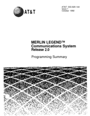 AT&T MERLIN LEGEND Release 2.0 Analog Multiline Telephone Programming Summary Manual