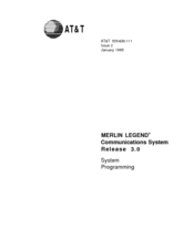 AT&T MERLIN LEGEND Release 3.0 System Programming Manual