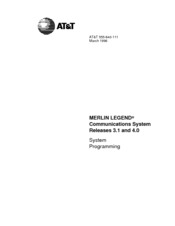 AT&T MERLIN LEGEND Release 4.0 System Programming Manual