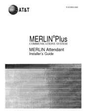 AT&T MERLIN PIus Attendant Installer's Manual