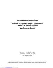 Toshiba Satellite L645D Maintenance Manual