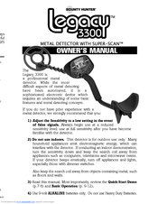 Bounty Hunter LEGACY 3300 Owner's Manual