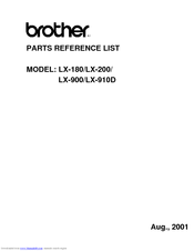 Brother LX-180 Parts Reference List