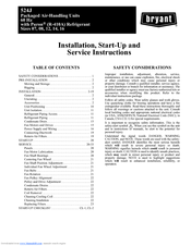 Bryant 524J Series Installation, Start-Up And Service Instructions Manual