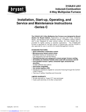Bryant 310JAV Installation & Operating Instructions Manual