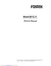 Fostex MTC1 Owner's Manual