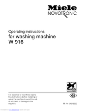Miele W 916 Operating Instructions Manual