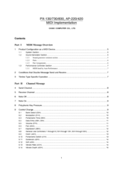 Casio Privia PX-730 Implementation Manual