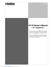 Fostex VF-16 Supplement Owner's Manual