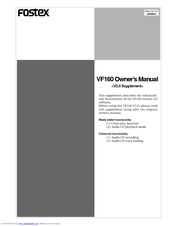 Fostex VF-160 Supplement Owner's Manual
