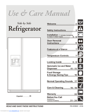 Electrolux FRS6R5ESB - 26 cu. Ft. Refrigerator Use & Care Manual