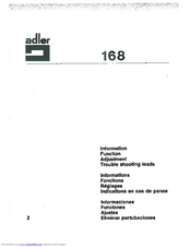 Adler 168 Operating Instructions Manual