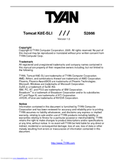 TYAN Tomcat K8E-SLI S2866 User Manual