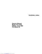 Vauxhall Zafira 2010 Owner's Manual