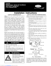 Carrier Performance 24ACB736 Installation Instructions Manual