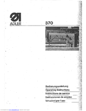 DURKOPP ADLER 370 Operating Instructions Manual