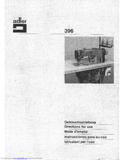 DURKOPP ADLER 396-DBT Directions For Use Manual