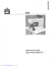 DURKOPP ADLER 504 Operating Instructions Manual