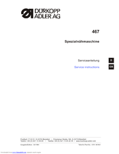 Duerkopp Adler 467 Service Instructions Manual