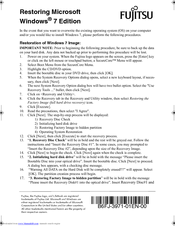 Fujitsu Restoring Microsoft Windows® 7 Edition Manual