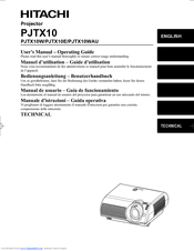Hitachi PJTX10WAU User Manual