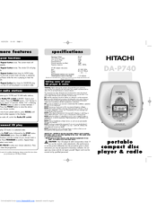 Hitachi DA-P740 Quick Manual