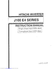 Hitachi J100 E4 SERIES Instruction Manual
