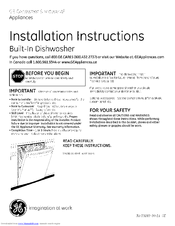 GE CDWT9 - Cafe 24 in. Dishwasher Installation Instructions Manual