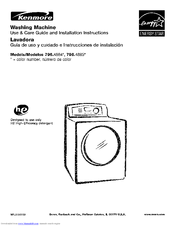 Kenmore 4885 - Rear Control High Efficiency 3.6 cu. Ft. Capacity Front Load Washer Use & Care Manual And Installation Instructions