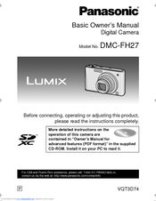 Panasonic Lumix DMC-FH27S Basic Owner's Manual
