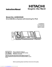 Hitachi AXM209UK Instruction Manual