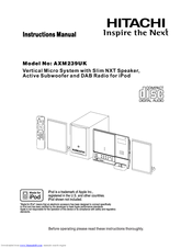 Hitachi AXM239UK Instruction Manual