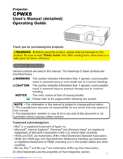 Hitachi CPWX8 User's Manual And Operating Manual