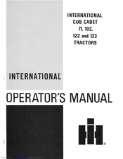 Cub Cadet International 123 Operator's Manual