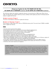 Onkyo HT-R690 Firmware Update Manual