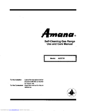 Amana AGS730 Use And Care Manual